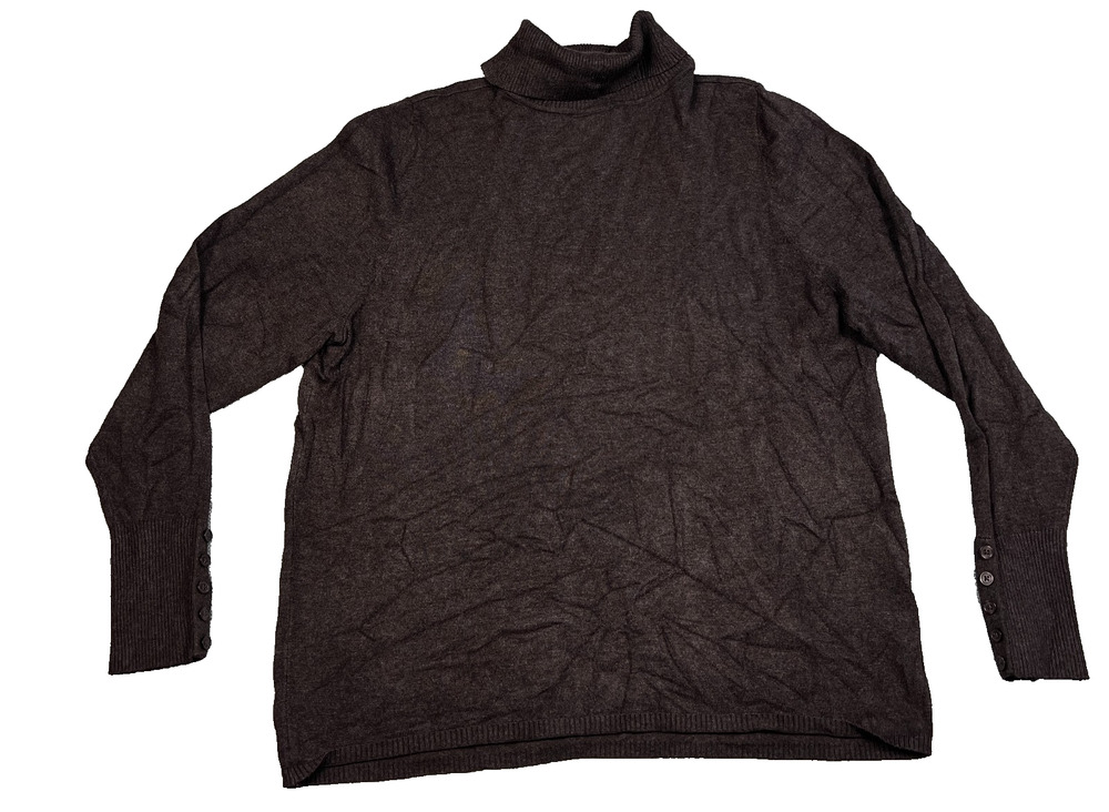 Lane Bryant Turtleneck Sweater Women's 18/20 Brown Button Cuff Plus Size